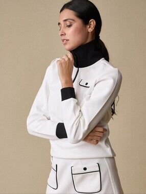 A. Putnam Women's Half Zip Pullover White Black Golf Top Size M